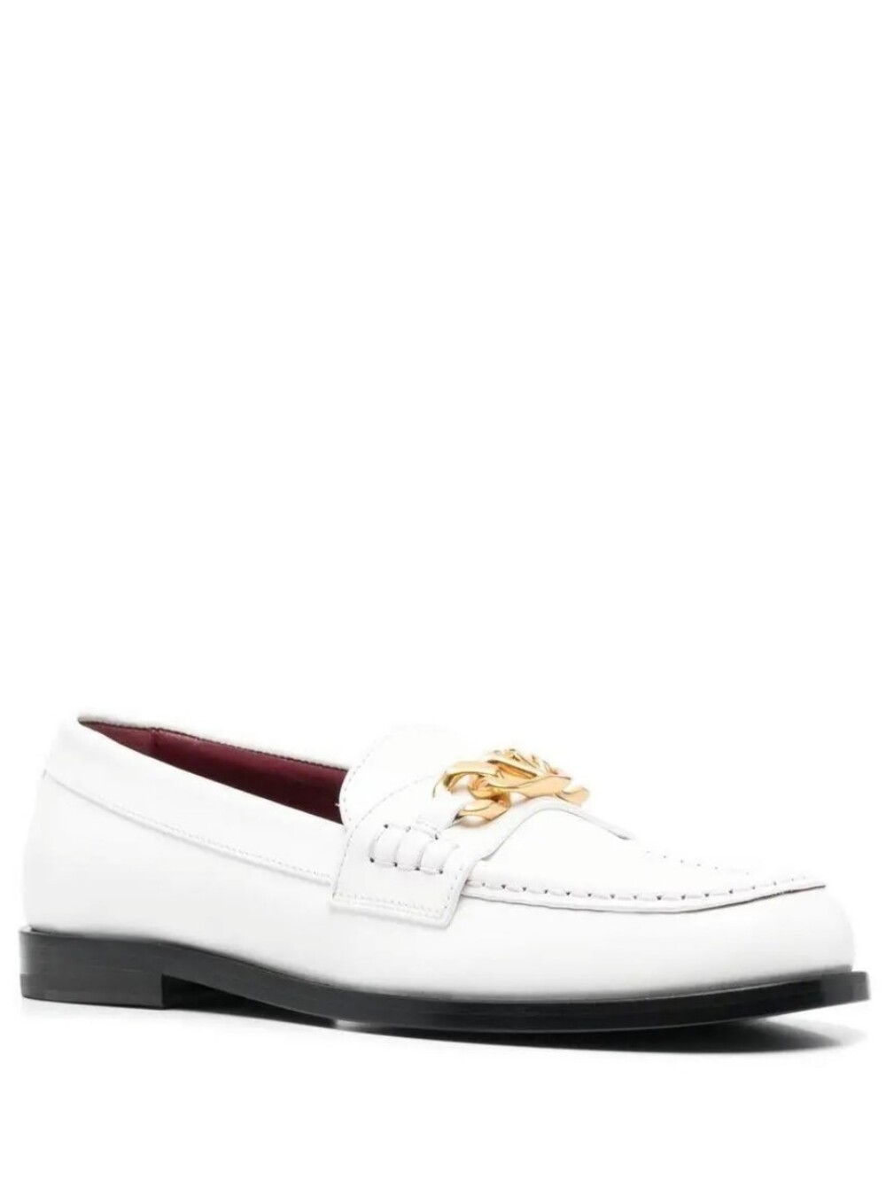 New Valentino Garavani White Leather VLogo Chain loafers Sz37